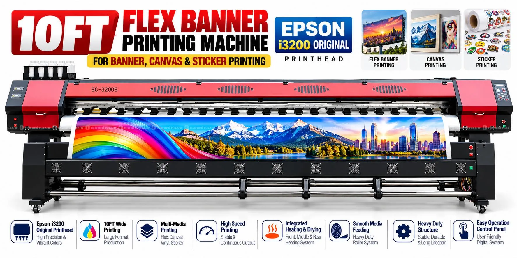 Flex Banner Printing Machine 10ft Size i3200 Head