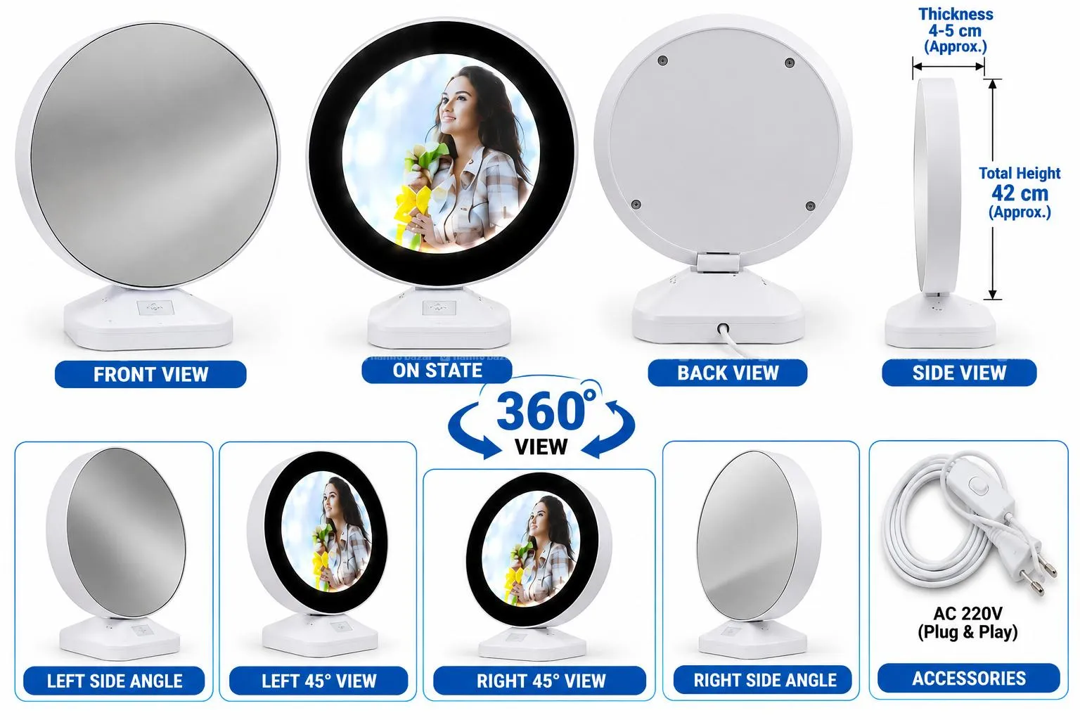 LED Magic Mirror Photo Frame XZ-37A Round 6 Pcs 2
