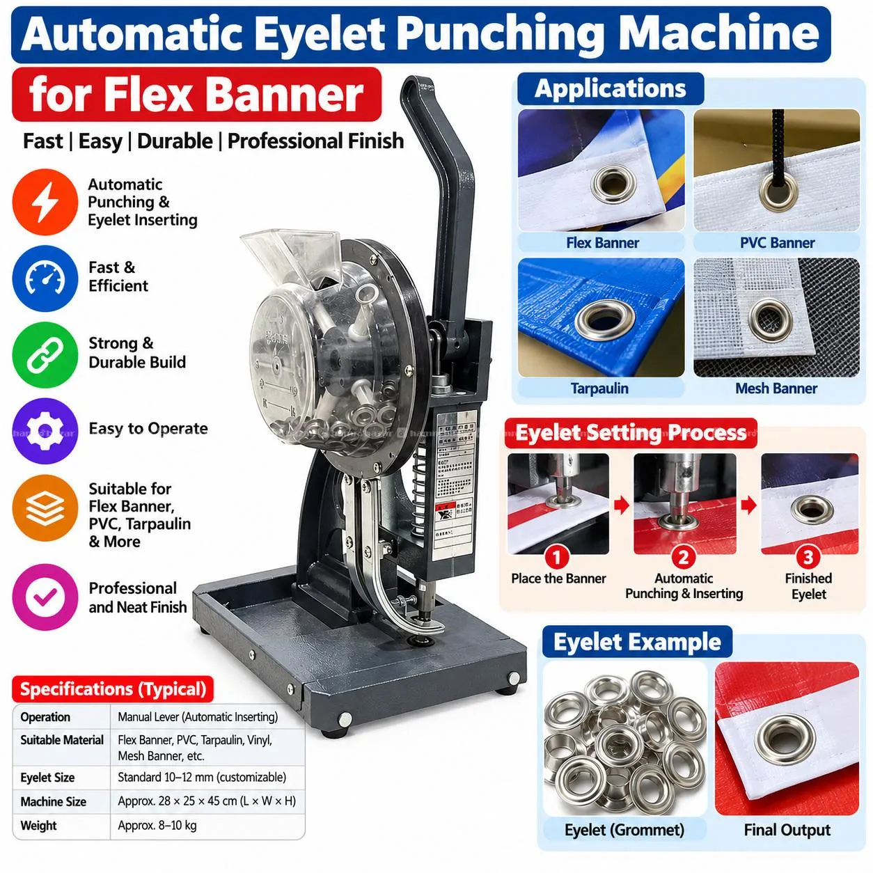 Automatic eyelet Punching Machine For Flex Machine