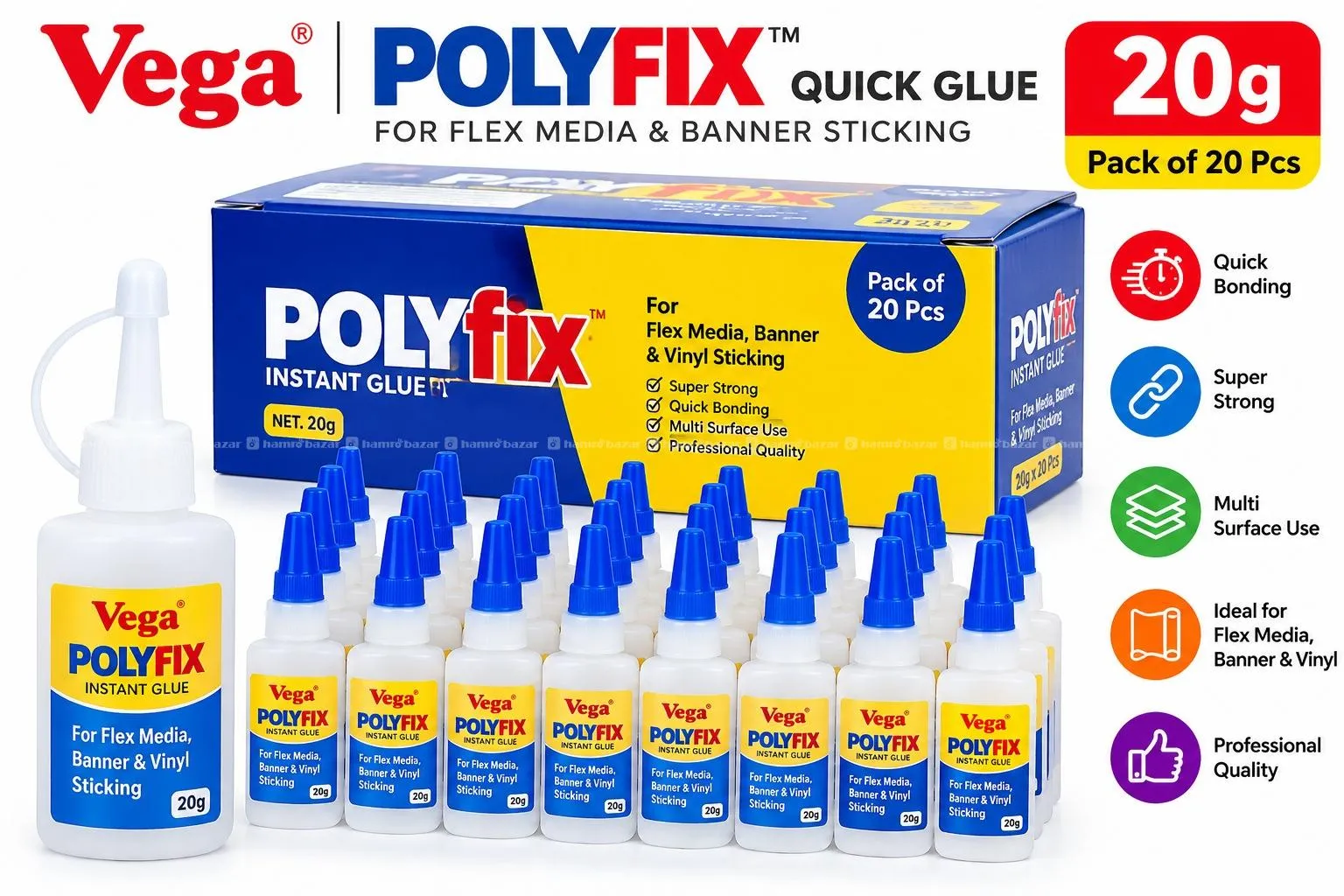 Vega quick Polyfix Glue 20g of 20 Pcs For Flex