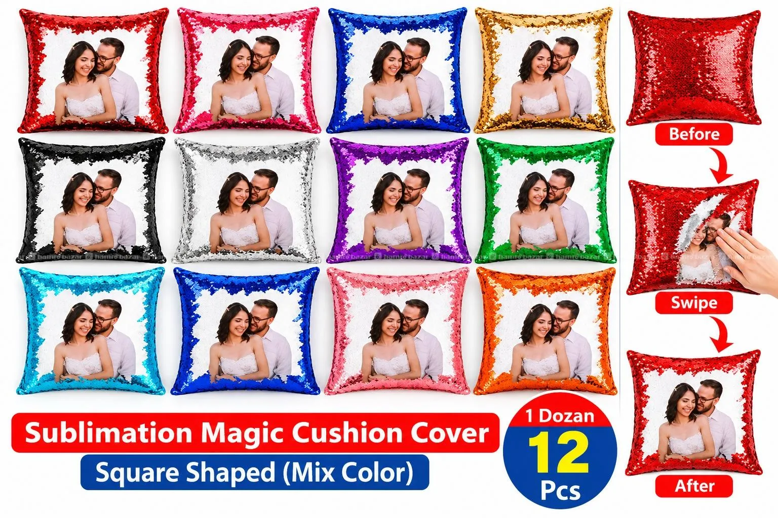 Sublimation Magic Cushion Cover Square Shape 12Pcs
