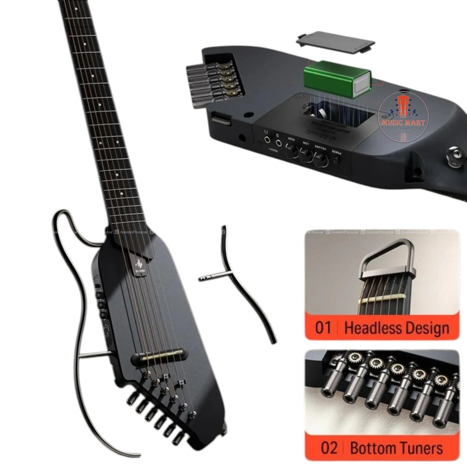 Donner HUSH I Acoustic-Electric Silent Guitar 2