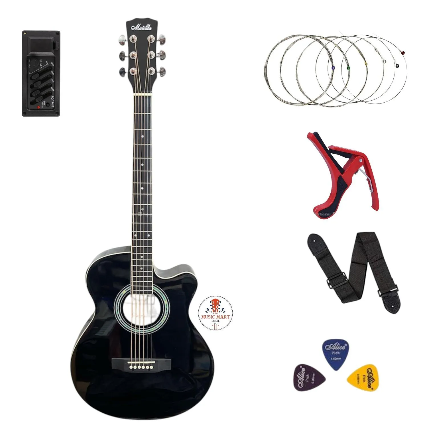 4Band EQ Guitar with Combo Sets(String Capo Belt)
